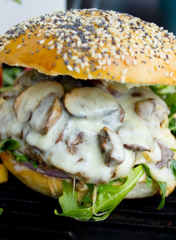 Mushroom Swiss Cheese Burger • Two Purple Figs