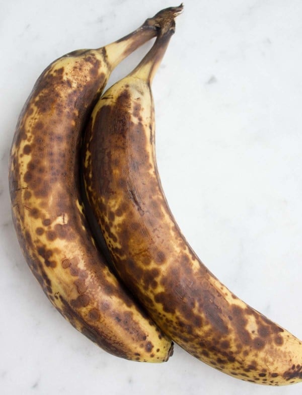 perfectly ripe and spotted bananas