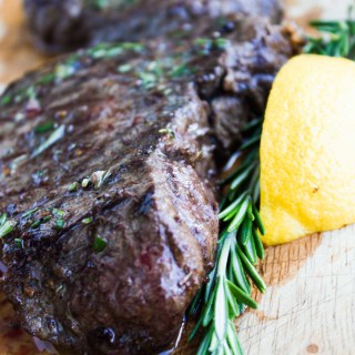 Grilled Steak with Rosemary Lemon Butter