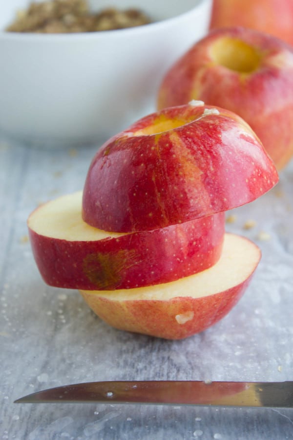 an apple sliced horizontally