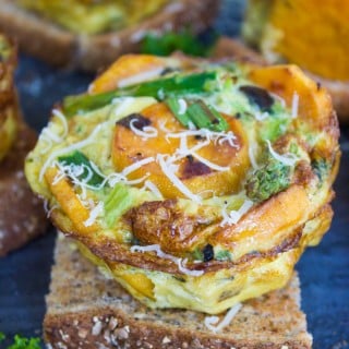 Kale Veggie Mini Frittata on a piece of bread