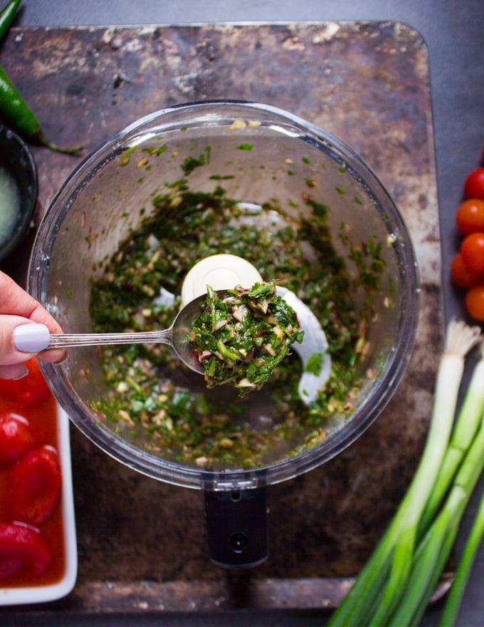 pulsed ingredients ready for the tomatoes