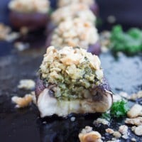 Kale Pesto Stuffed Mushrooms