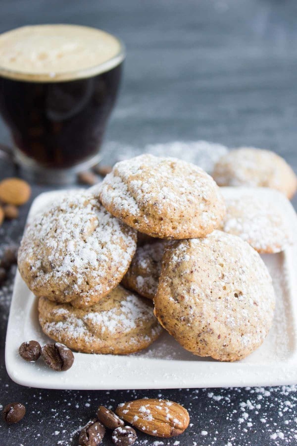Espresso Amaretti Cookies. These are an Italian Almond DREAM made heavenly with ESPRESSO! Fat free, light as air, slightly crunchy on the outside, soft and airy on the inside--absolute amaretti LOVE! Get the recipe with step-by-step photos now! www.twopurplefigs.com