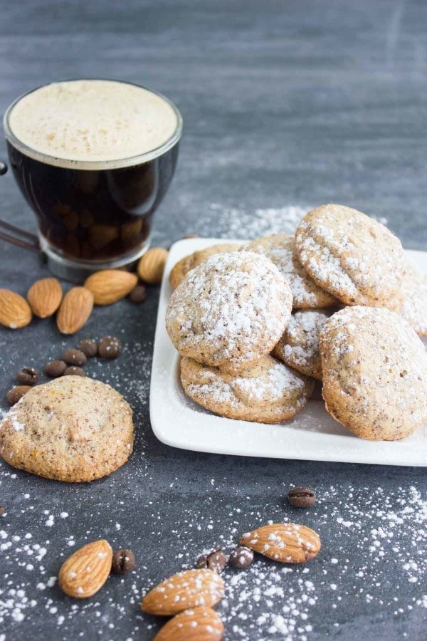 Espresso Amaretti Cookies. These are an Italian Almond DREAM made heavenly with ESPRESSO! Fat free, light as air, slightly crunchy on the outside, soft and airy on the inside--absolute amaretti LOVE! Get the recipe with step-by-step photos now! www.twopurplefigs.com