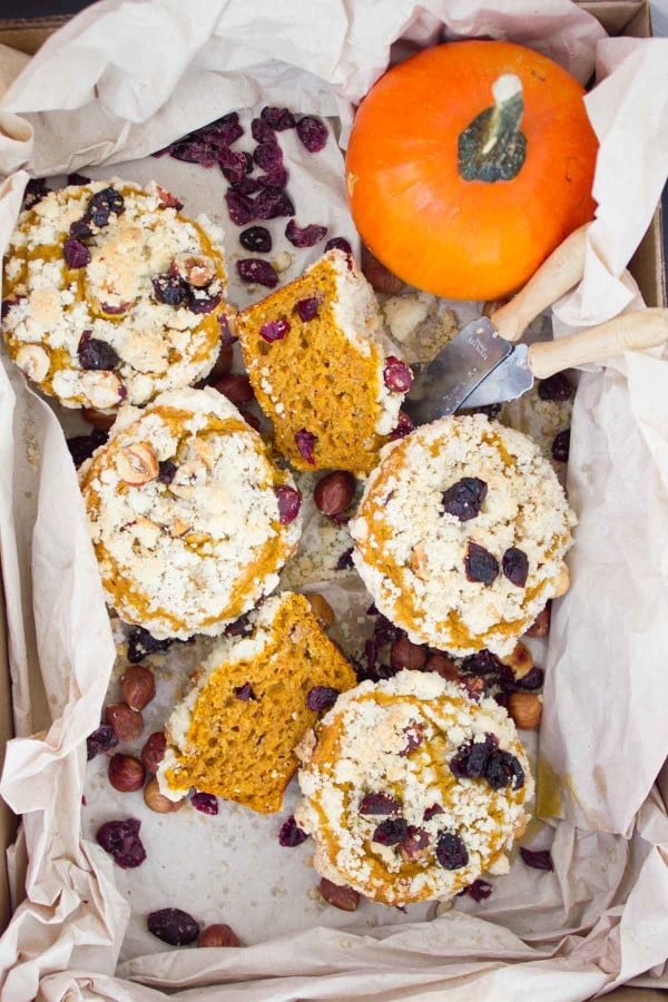 Hazelnut Cranberry Pumpkin Muffins