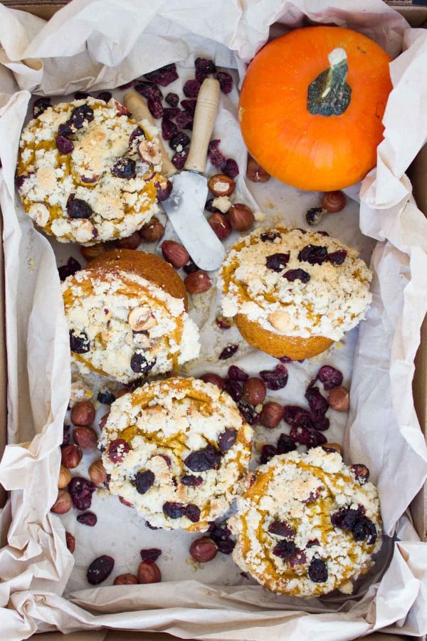 Hazelnut Cranberry Pumpkin Muffins