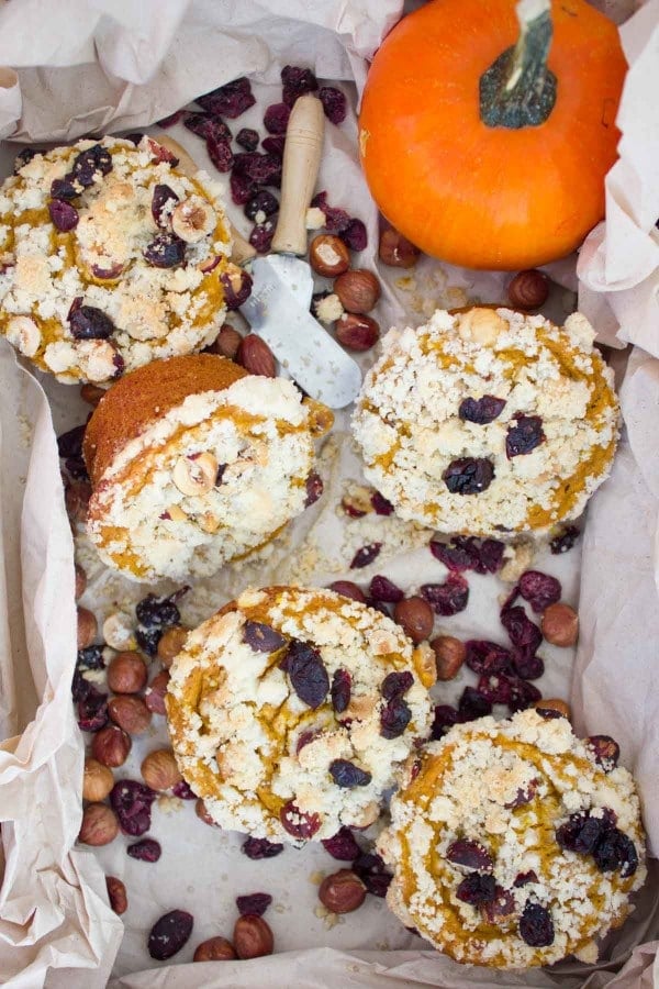 Hazelnut Cranberry Pumpkin Muffins