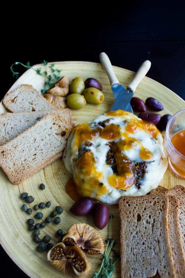 fig olive tapenade stuffed brie