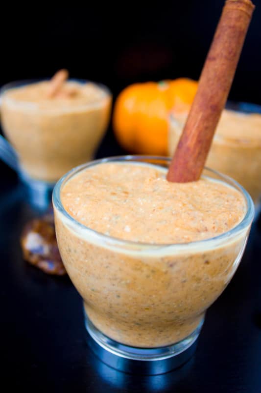 Instant Chia Pumpkin Pudding. A guilt free pumpkin goodness dream! Made in your blender in just a few seconds, gluten free, vegan, paleo and oh so good! www.twopurplefigs.com