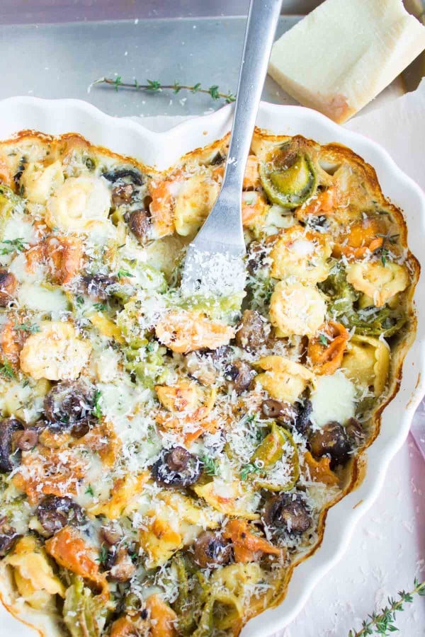 One Pan Creamy Mushroom Tortellini