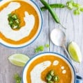 Quinoa Sweet Potato Lentil Soup. A heartwarming power boosting comfort soup in 20 mins! Fresh, simple REAL food made with quinoa, sweet potatoes, lentils and a burst of freshness from a lime cilantro drizzle! Gluten free and vegan. www.twopurplefigs.com