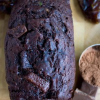 Double Chocolate Date Zucchini Bread. An absolutely intense chocolate bread that's moist, fluffy and divine! Healthy and good for you ONE bowl quick bread. Easy, satisfying and a chocoholic dream recipe--try it now! www.twopurplefigs.com
