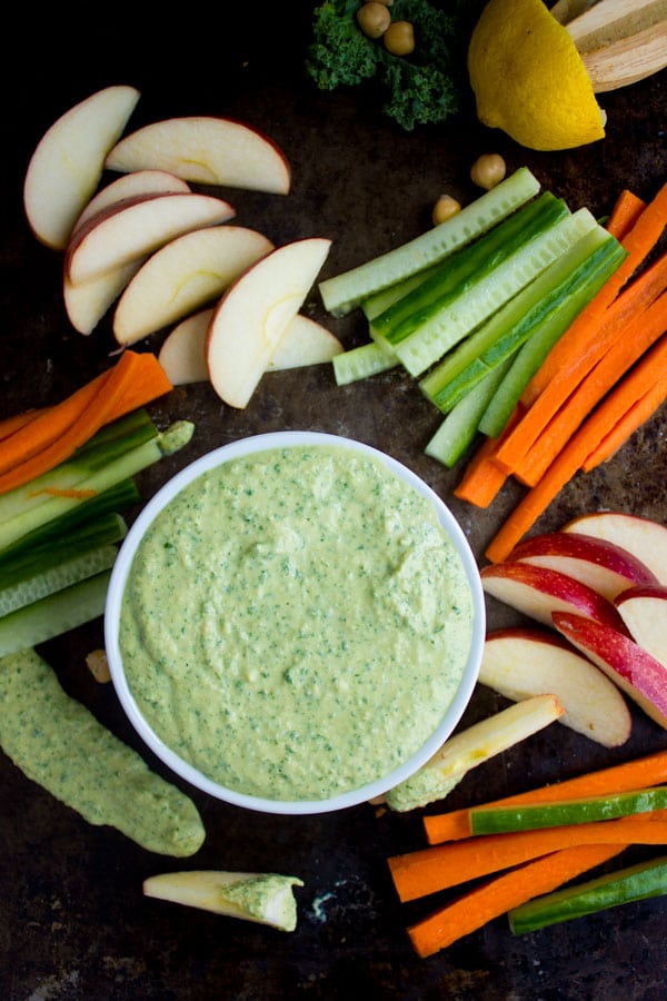 Garlic Kale Hummus Dip • Two Purple Figs