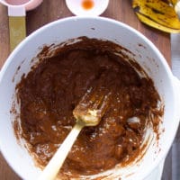 a plate with the mashed banana and the remaining ingredients blended in