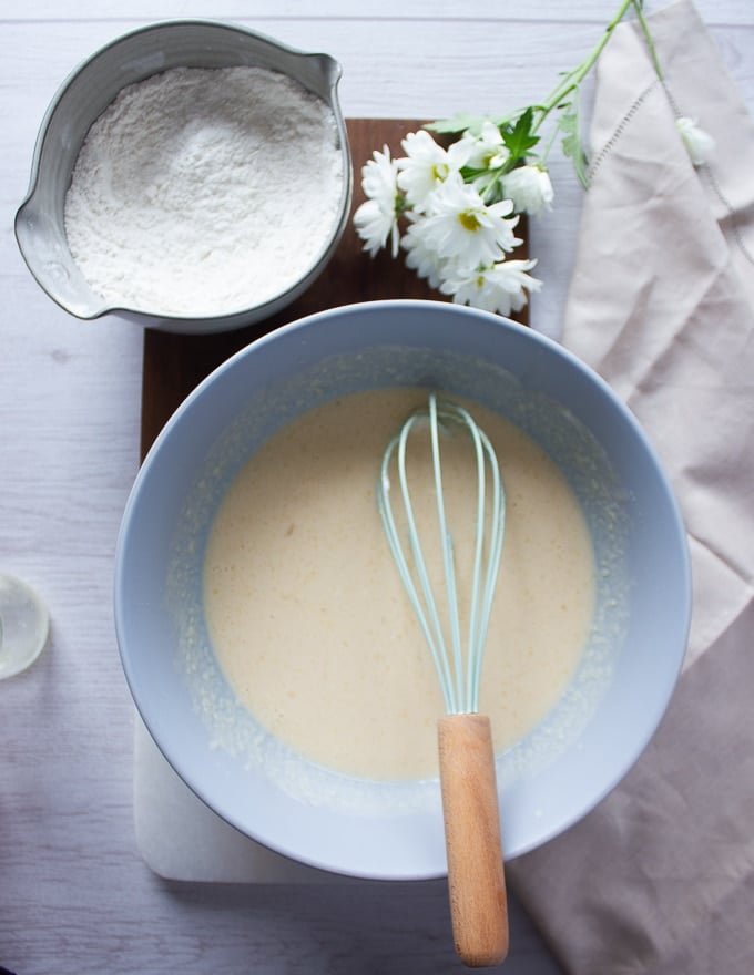 pancake batter ready in a bowl