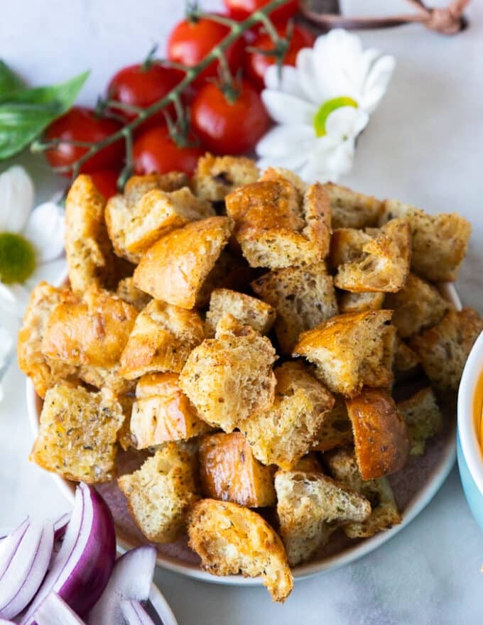 stale italian bread to make panzanella salad