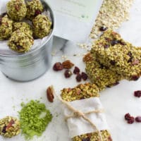 Banana Matcha Energy Bites. These are the BEST homemade protein and anti-oxidant packed energy bites ever--which you can make into energy bars or energy balls. No sugar added, perfectly vegan and gluten free. A favorite snack everyone will LOVE! www.twopurplefigs.com