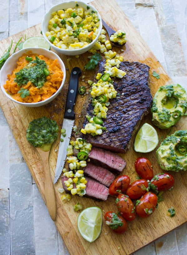 Grilled Sirloin Steak with Cilantro Corn Salsa. This is absolutely a no miss recipe while Grill Season is still on! Succulent mouthwatering grilled steak with a zesty, spicy, sweet and tangy cilantro corn salsa that takes steak to a whole new level! Quick, easy, simple 20 mins real meal deal! www.twopurplefigs.com
