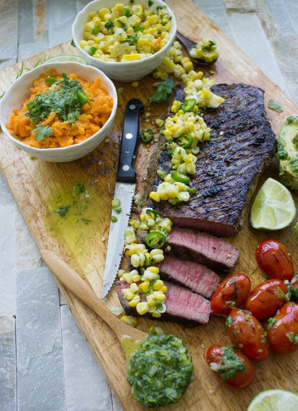 Grilled Sirloin Steak with Cilantro Corn Salsa. This is absolutely a no miss recipe while Grill Season is still on! Succulent mouthwatering grilled steak with a zesty, spicy, sweet and tangy cilantro corn salsa that takes steak to a whole new level! Quick, easy, simple 20 mins real meal deal! www.twopurplefigs.com