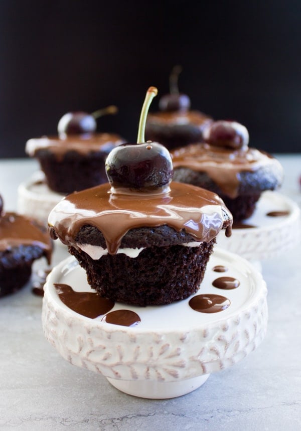 Chocolate Cupcakes with Black Forest Filling