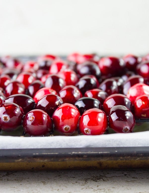 glazed cranberries on a tray