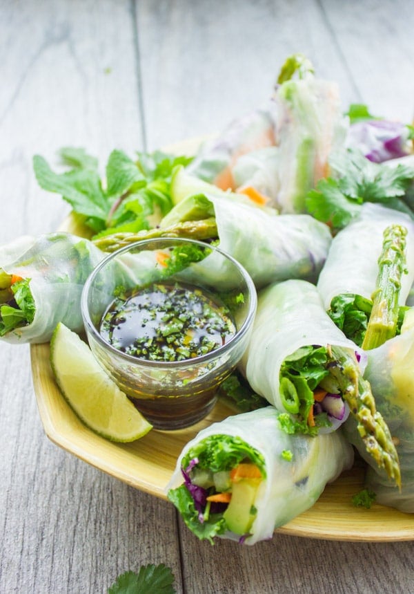 Summer Rolls with Two Dipping Sauces. Easy, fresh, simple and utterly delicious! So many tips, ideas and varieties to make these for a special occasion or quick snack! get the recipe www.twopurplefigs.com