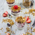 Baklava Yogurt Parfait with Homemade Baklava Crumbles. Move over granola and granola parfaits, these Baklava parfaits will take over your reekiest and dessert table! Plus the homemade baklava crumbles are totally addictive! Step by step recipe and tips at www.twopurplefigs.com