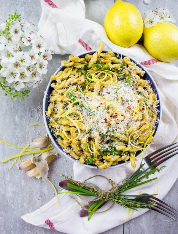 Easy and Fresh Garlic Lemon Pasta. This is the only pasta recipe you'll need all season long! Simple, easy and refreshing! This basic luscious version is great as is, but you can jazz it up endlessly! Sep by step and tips on making the BEST lemon pasta at www.twopurplefigs.com