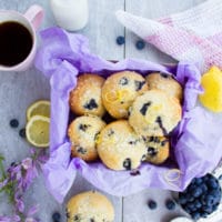 Blueberry Muffins With Lemon Sugar Crunch. Tender and light as air blueberry muffins spiked with a lemon sugar crunch! This will remind you of your grandma's blueberry muffins! www.twopurplefigs.com