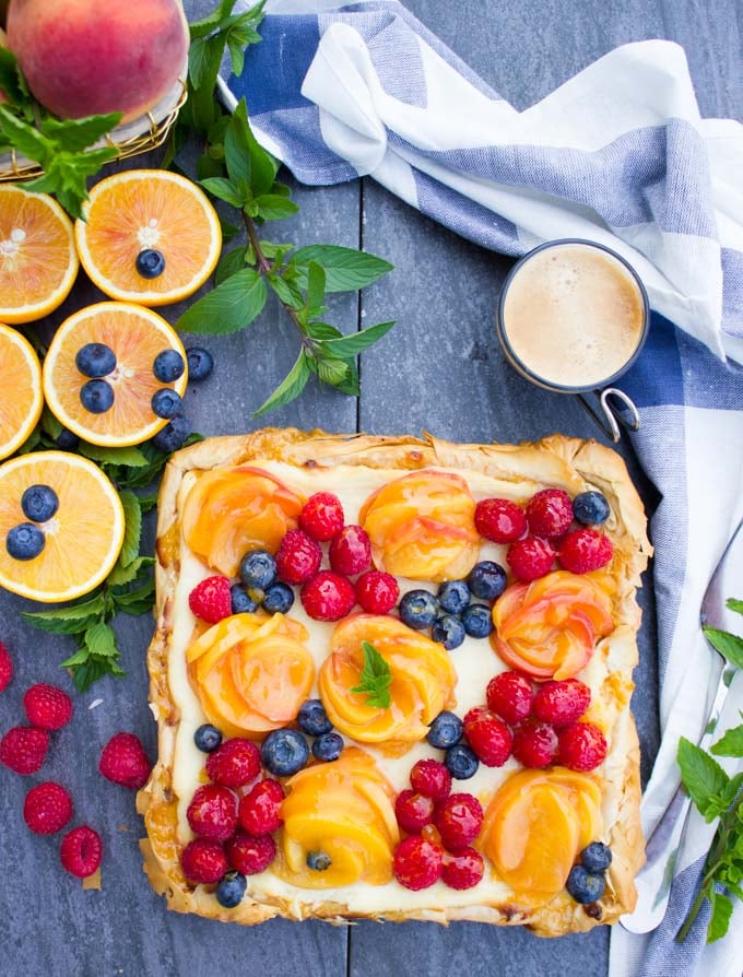 Peach Orange Mango and Ricotta Tart with Phyllo Dough ...