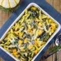 Fall Baked Pasta with Roast Pumpkin, Kale and Mushrooms.