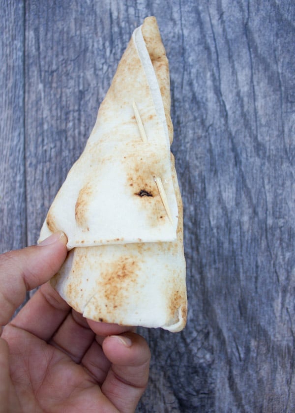 hand-rolled pita cone ready to be filled.