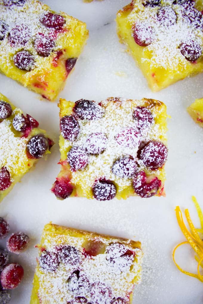 Orange Lemon Squares with Cranberries. Perfectly balanced squares of citrus, tang and sweet!