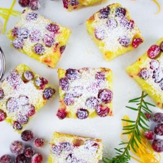 Orange Lemon Squares with Cranberries. Perfectly balanced squares of citrus, tang and sweet!