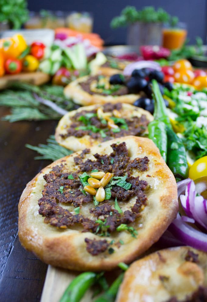 Game Day Mini Turkish Pizza Party. Insanely delicious, fun and easy recipe that's packed with flavors, textures and endless toppings!