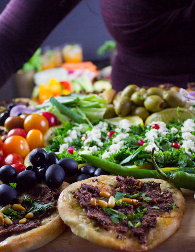 Game Day Mini Turkish Pizza Party. Insanely delicious, fun and easy recipe that's packed with flavors, textures and endless toppings!