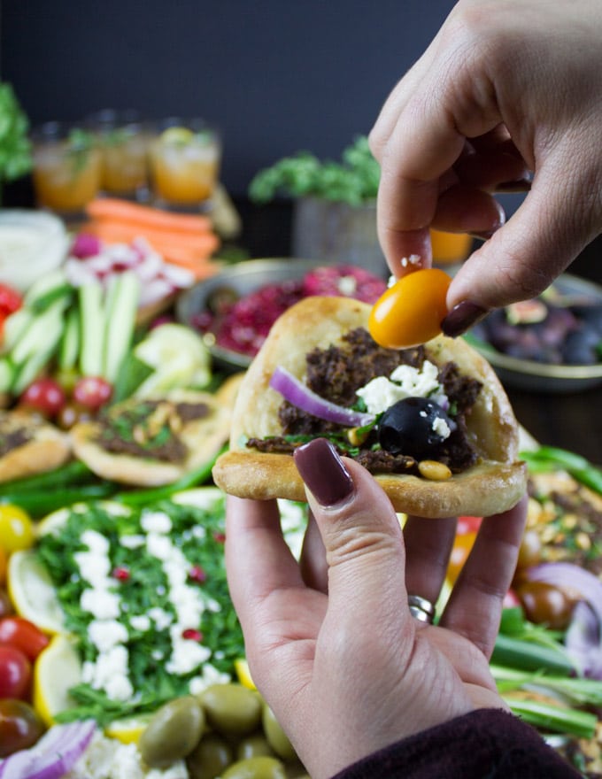 Game Day Mini Turkish Pizza Party. Insanely delicious, fun and easy recipe that's packed with flavors, textures and endless toppings!