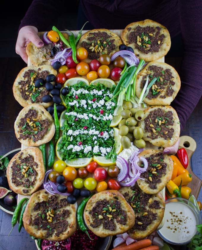 Game Day Mini Turkish Pizza Party. Insanely delicious, fun and easy recipe that's packed with flavors, textures and endless toppings!