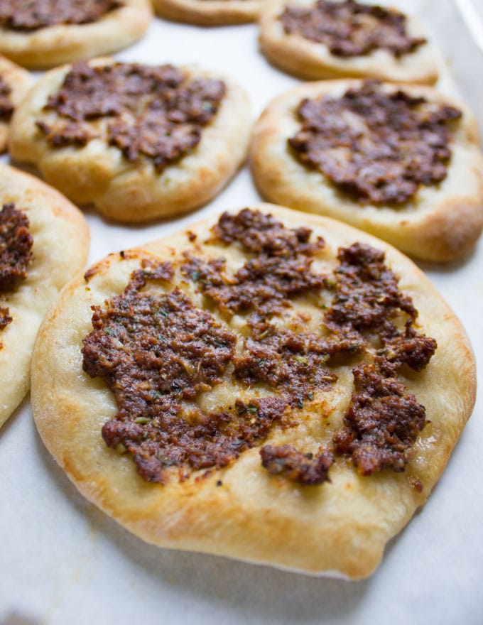 Game Day Mini Turkish Pizza Party. Insanely delicious, fun and easy recipe that's packed with flavors, textures and endless toppings!