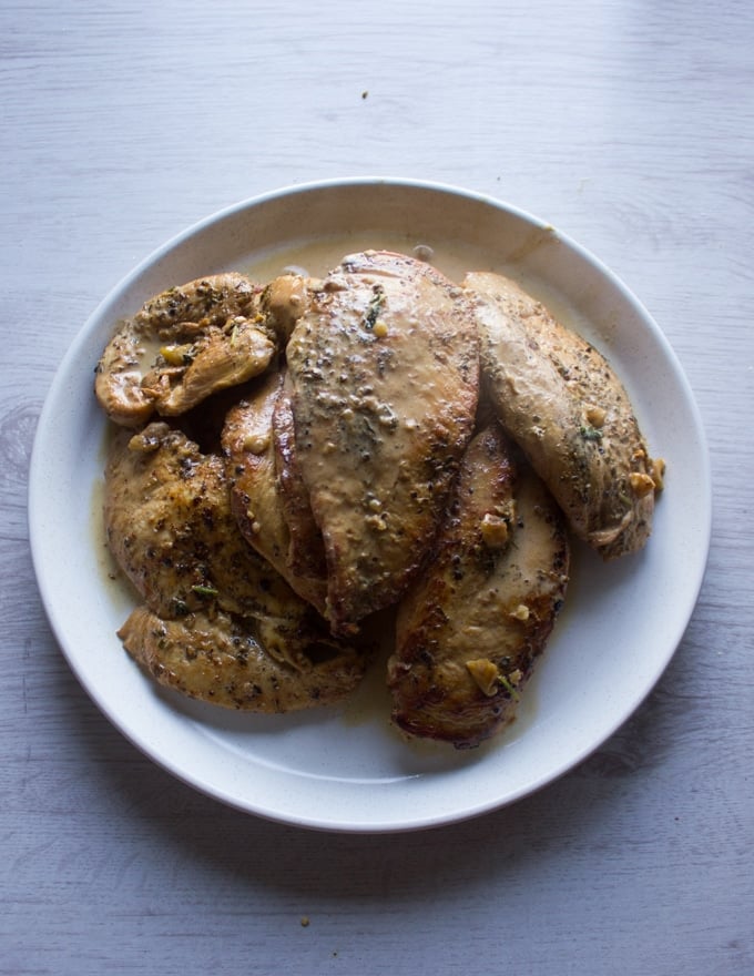 Ready pan seared and cooked chicken breasts