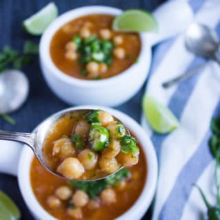 Soothing Garlic Chickpea Soup. Easy, simple and few ingredients, yet insanely comforting! Vegan, healthy and delicious!