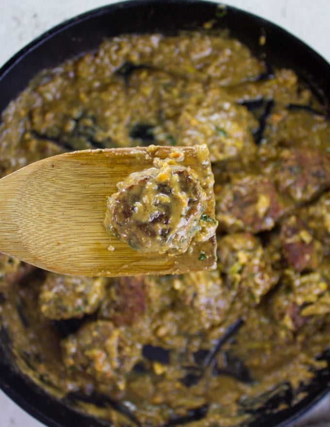 Thai Chicken Meatballs in ginger apple peanut sauce