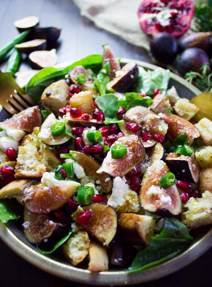 Bread Feta Salad with Figs. Easy, Simple Ingredients combined to make the most gourmet tasting salad ever!