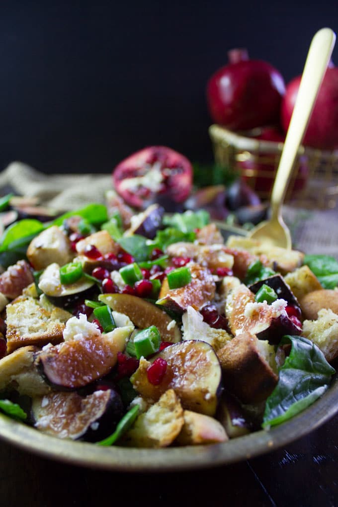 Bread Feta Salad with Figs. Easy, Simple Ingredients combined to make the most gourmet tasting salad ever!