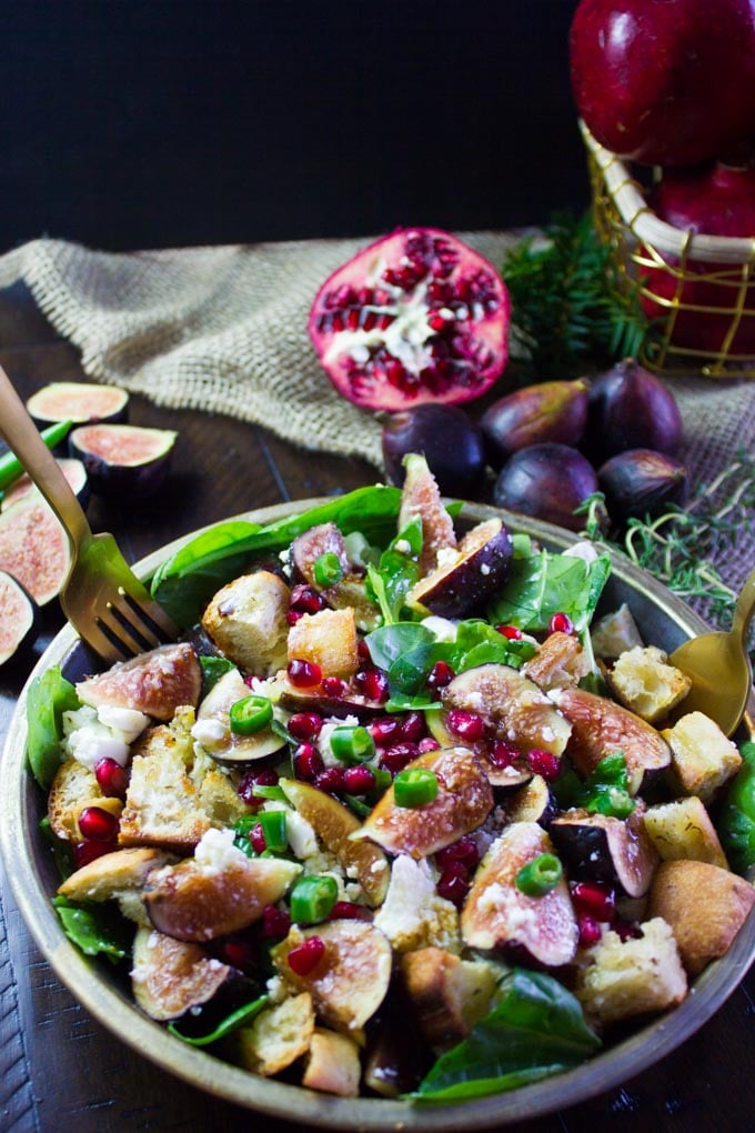 Bread Feta Salad with Figs. Easy, Simple Ingredients combined to make the most gourmet tasting salad ever!