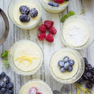 Easy Mini Lemon Pudding Cake in individual dessert glasses