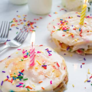 Fluffy Pancakes With Birthday Sprinkles. The perfect way to start your special day! Plus tips on making your pancakes fluffy no matter what your pancake skills are!