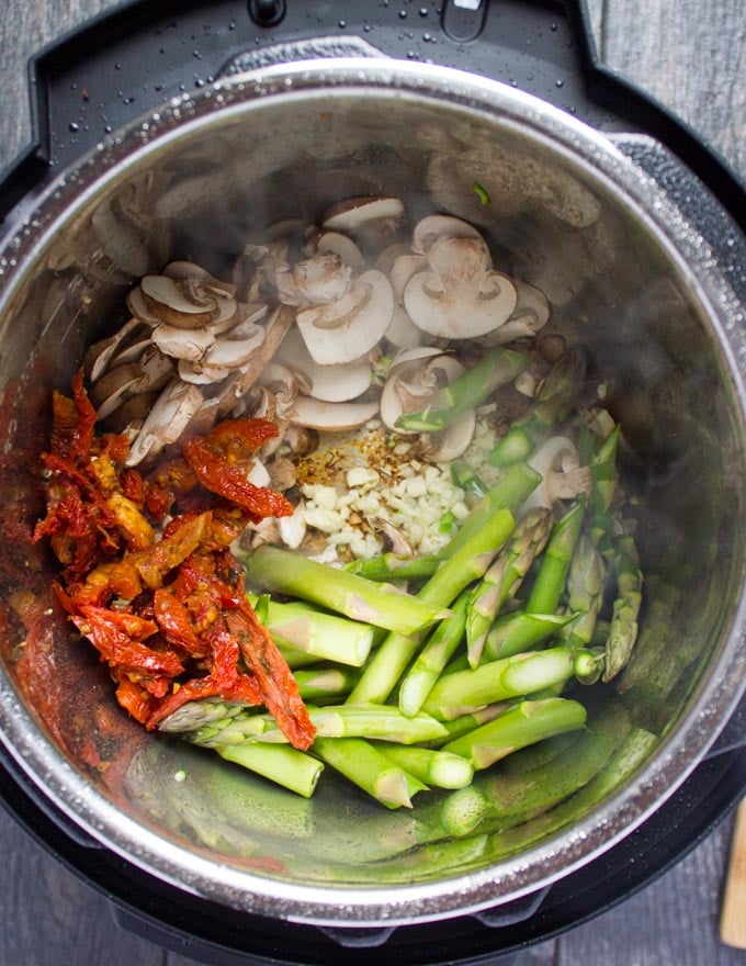 veggies searing in an instant pot