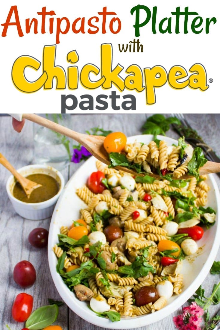 Need ideas for an antipasto platter? Why not serve warm antipasto pasta platter with a fragrant balsamic basil sauce, mozzarella, and tomatoes? #antipasto, #appetizer, #pastarecipes, #antipastoideas